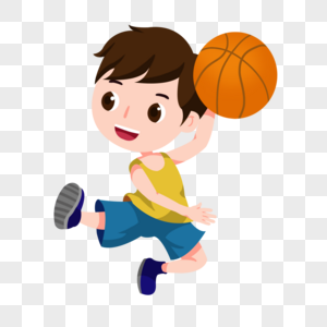 卡通男孩打籃球