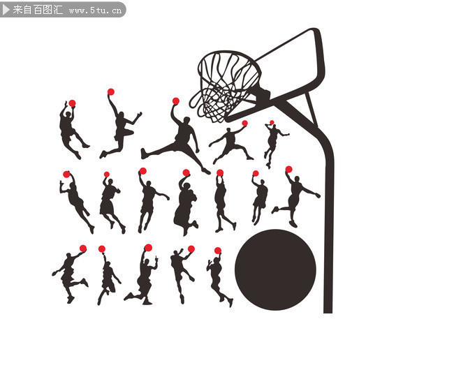 打籃球人物剪影矢量圖片