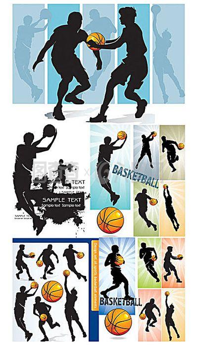 動感籃球人物剪影矢量素材
